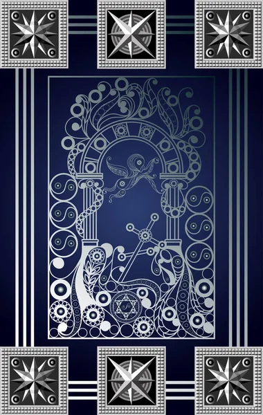 Graphisme Abstrait Avec Carte Tarot Occulte Major Arcana Jugement Ange — Image vectorielle