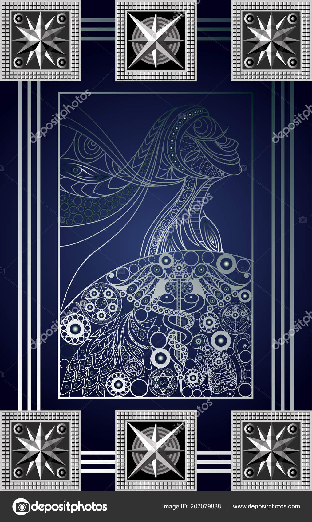 Abstrakte Grafikdesign Mit Okkulten Tarot Karte Kleine Arkana Die Konigin Stockvektor C Kashtanka 207079888
