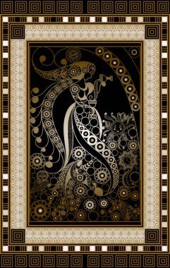 Gizli tarot kartı ile soyut grafik tasarım. Major Arcana - Temperance. Davet, el ilanı, etiket, poster, afiş, kart, etiket, kapak, web için uygundur. Vektör çizim.