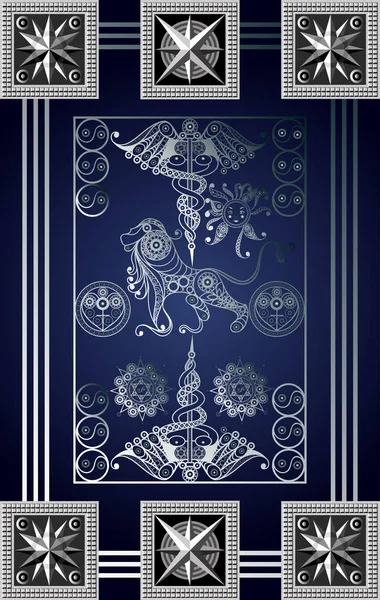 Tarot kartlı grafiksel soyut tasarım. Minor Arcana - Asa İki. Davetiye, ilan, çıkartma, poster, afiş, kart, etiket, kapak, web için uygun. Vektör illüstrasyonu.