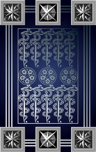 Tarot kartlı grafiksel soyut tasarım. Minor Arcana - Kılıçların 10 'lusu. Davetiye, ilan, çıkartma, poster, afiş, kart, etiket, kapak, web için uygun. Vektör illüstrasyonu.