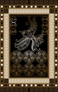 Tarot kartlı grafiksel soyut tasarım. Minor Arcana - Altı pentacles. Davetiye, ilan, çıkartma, poster, afiş, kart, etiket, kapak, web için uygun. Vektör illüstrasyonu.