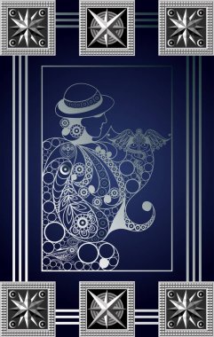 Gizli tarot kartı ile soyut grafik tasarım. Minor Arcana - in yineleyicideki piksel kalemlerinden oluşan sayfa. Davet, el ilanı, etiket, poster, afiş, kart, etiket, kapak, web için uygundur. Vektör çizim.