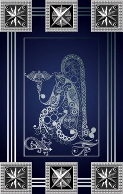 Gizli tarot kartı ile soyut grafik tasarım. Minor Arcana - kral-in yineleyicideki piksel kalemlerinden oluşan. Davet, el ilanı, etiket, poster, afiş, kart, etiket, kapak, web için uygundur. Vektör çizim.