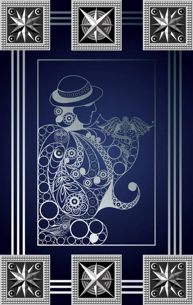 Gizli tarot kartı ile soyut grafik tasarım. Minor Arcana - in yineleyicideki piksel kalemlerinden oluşan sayfa. Davet, el ilanı, etiket, poster, afiş, kart, etiket, kapak, web için uygundur. Vektör çizim.