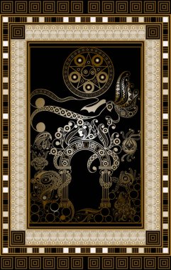 Gizli tarot kartı ile soyut grafik tasarım. Minor Arcana - ası .detaylar gizli tutulmuştu. Davet, el ilanı, etiket, poster, afiş, kart, etiket, kapak, web için uygundur. Vektör çizim.