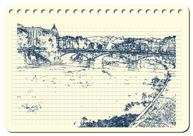 Kroki Roma. Davet, el ilanı, etiket, poster, afiş, kart, etiket, kapak, web için uygundur. Vektör çizim.