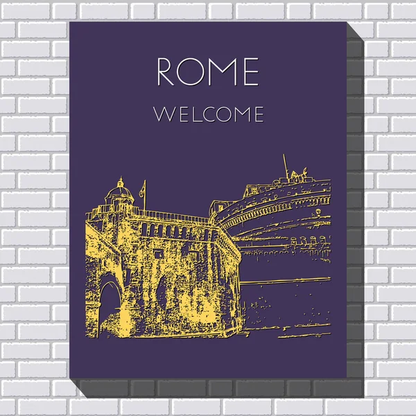 Sketch Rome Suitable Invitation Flyer Sticker Poster Banner Card Label — Stock Vector