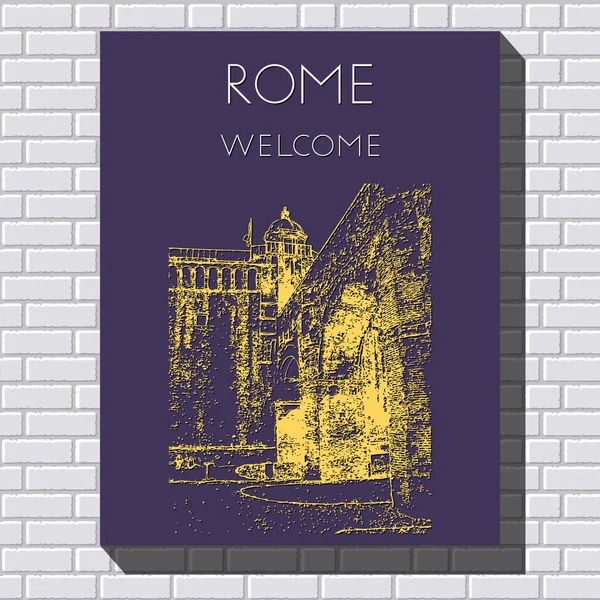 Schets Van Rome Geschikt Voor Uitnodiging Flyer Sticker Poster Banner — Stockvector