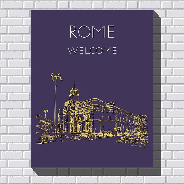 Sketch Rome Suitable Invitation Flyer Sticker Poster Banner Card Label — Stock Vector