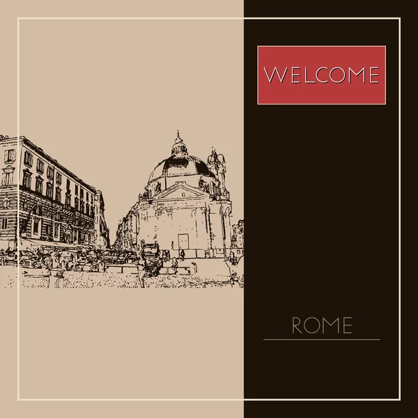 Vázlat Róma Alkalmas Meghívás Szórólap Matrica Poszter Zászló Kártya Címke — Stock Vector