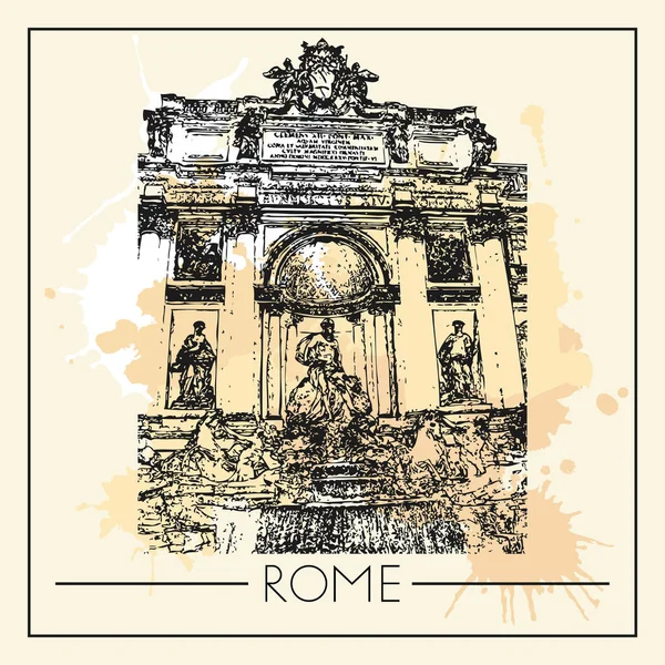 Sketch Rome Suitable Invitation Flyer Sticker Poster Banner Card Label — Stock Vector