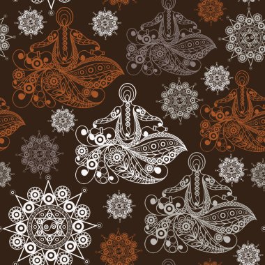 Gizli semboller ile sorunsuz imkanı (doku) arka plan. Uygun tekstil, duvar kağıtları, baskı, ambalaj, scrapbooking, kitap kapağı, kumaş tasarım. Vektör çizim.