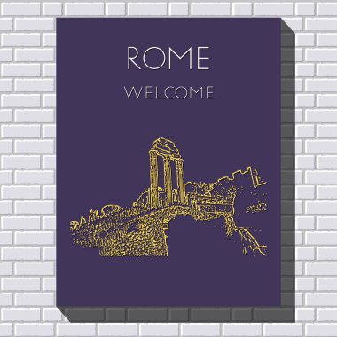 Kroki Roma. Davet, el ilanı, etiket, poster, afiş, kart, etiket, kapak, web için uygundur. Vektör çizim.