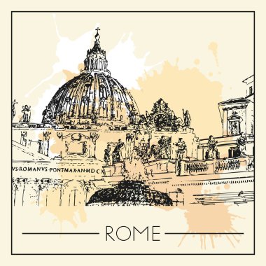 Roma, İtalya - 25 Eylül 2013: St. Peter's Basilica. Açıklayıcı yazı işleri.