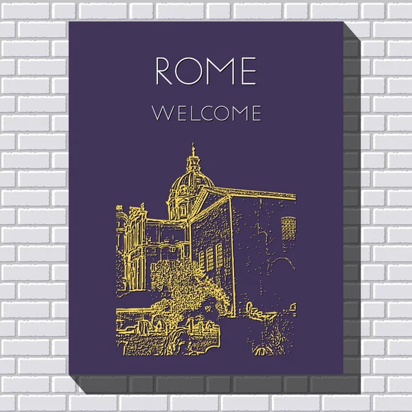 Sketch Rome Suitable Invitation Flyer Sticker Poster Banner Card Label — Stock Vector