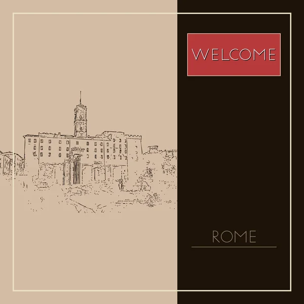 Sketch Rome Suitable Invitation Flyer Sticker Poster Banner Card Label — Stock Vector