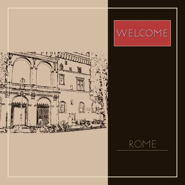 Croquis Rome Convient Pour Invitation Flyer Autocollant Affiche Bannière Carte — Image vectorielle