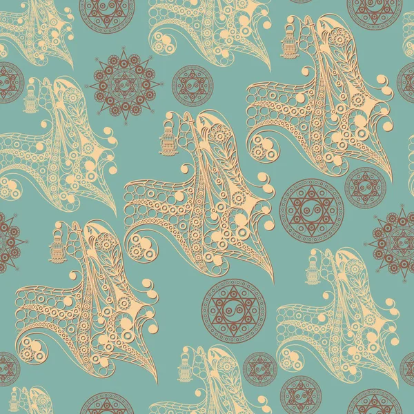 Nahtloser Hintergrund Textur Mit Okkulten Symbolen Geeignet Für Textilien Tapeten — Stockvektor