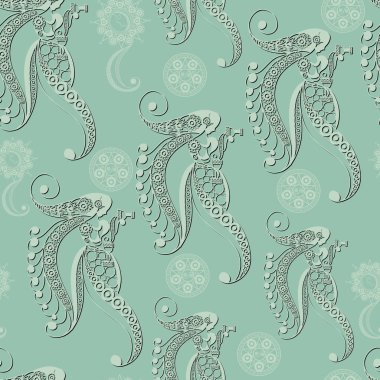 Gizli semboller ile sorunsuz imkanı (doku) arka plan. Uygun tekstil, duvar kağıtları, baskı, ambalaj, scrapbooking, kitap kapağı, kumaş tasarım. Vektör çizim.