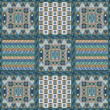 Dekoratif etnik süsleme unsurları geometrik soyut desen. Ambalaj, tekstil, iç mekan, web tasarım Afrika, Meksika, Türkmen doku (arka plan).