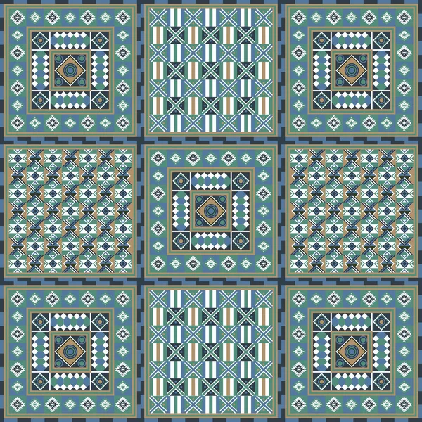 装飾的な民族飾り要素から幾何学的な抽象的なパターン インテリア Web デザインのためのアフリカ メキシコ トルクメン テクスチャ — ストックベクタ