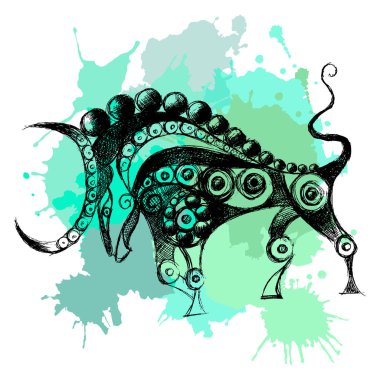 Zodyak işareti 9 ile grafik illüstrasyon