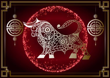 2021 'in beyaz metal öküz sembolü. Çin Yeni Yılı. Metalik boğanın tatil burcu.