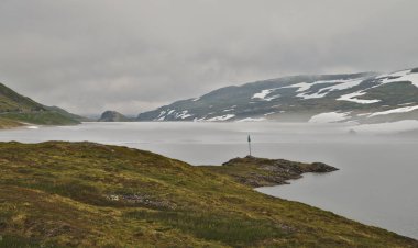 Yaz aylarında Norveç'in doğal yeşil manzara