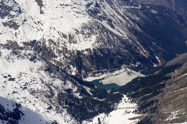 Tiro Aéreo Partir Pequeno Avião Gelo Derretido Neve Final Primavera — Fotografia de Stock