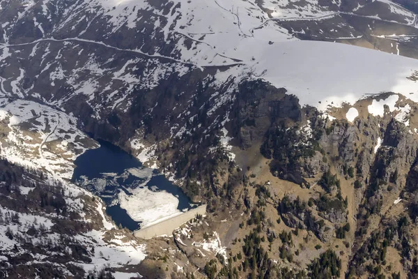 Luchtfoto Schot Van Een Klein Vliegtuig Van Smeltend Ijs Sneeuw — Stockfoto