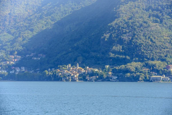 Peisaj Coasta Verde Lacului Como Satul Corello Plinio Împușcat Lumină — Fotografie, imagine de stoc