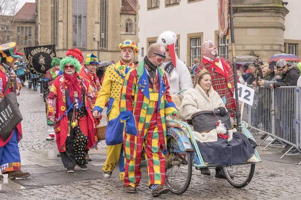 Clown group at Carnival parade, Stuttgart — Stock Photo, Image