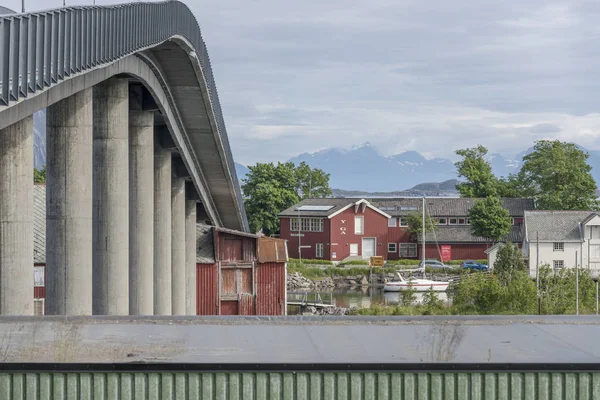 Bridge detail and harbor, Svolvaer, Norway — ストック写真