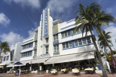 Miami Beach, Florida - 9 Haziran 2018: ünlü sanat deco district, Ocean Drive South Beach Miami, ABD
