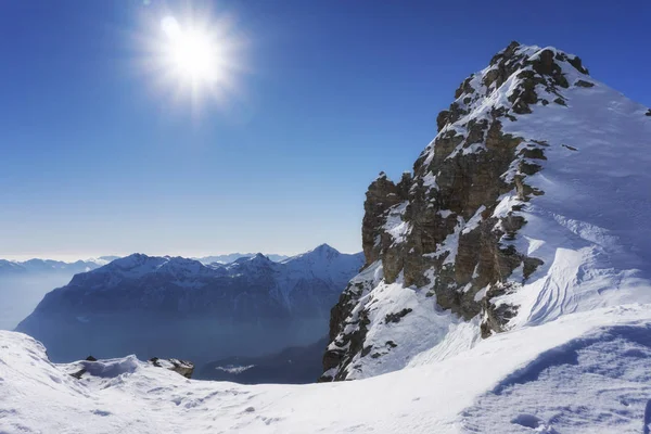 Mountain peak and snow panorama. San Domenico di Varzo, Piedmont — Stock Photo, Image