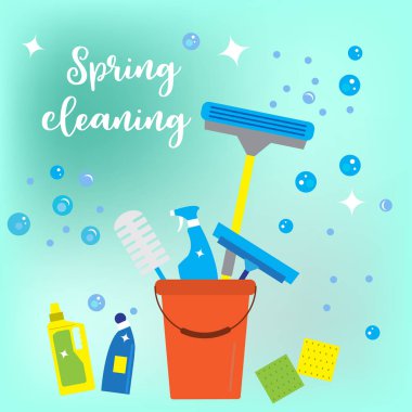 Bahar temizliği kavramı düz stil