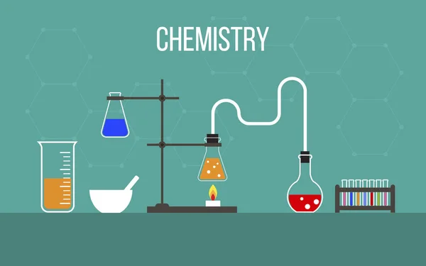 Laboratorieutrustning för hemistry vetenskap och utbildning — Stock vektor