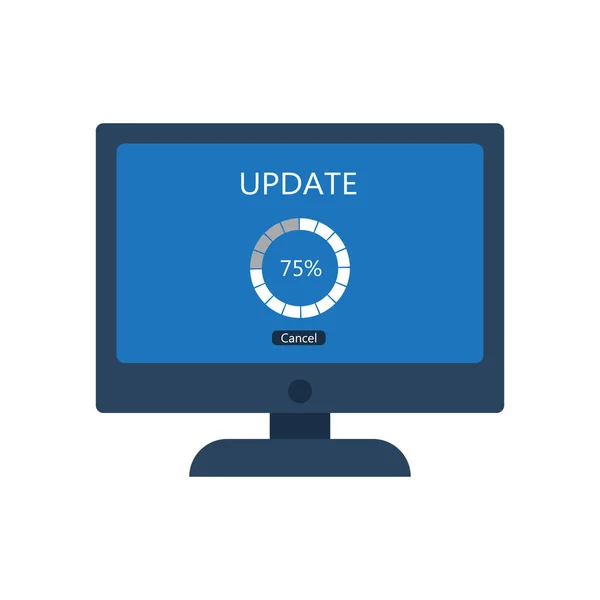 Desktop computer met update scherm — Stockvector