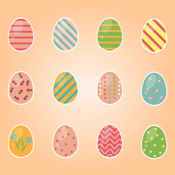 Color Easter egg set for spring holiday — Stock Vector
