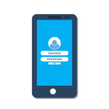 Giriş formu üstünde belgili tanımlık perde ile Smartphone