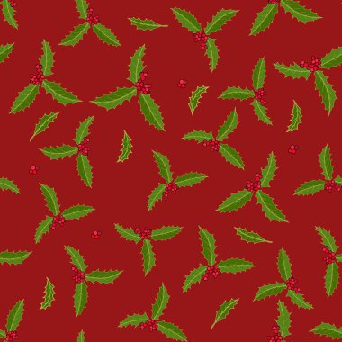 holly berry ile Seamless yılbaşı modeli