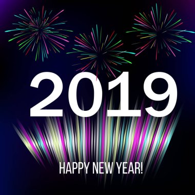 Renkli havai fişek ile yeni yıl 2019 arka plan