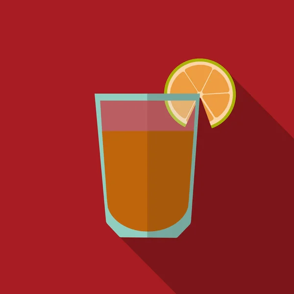 Verre de tequila avec une tranche de citron vert style plat — Image vectorielle