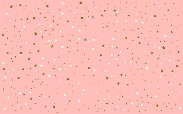 Gold and white stars on a pink background