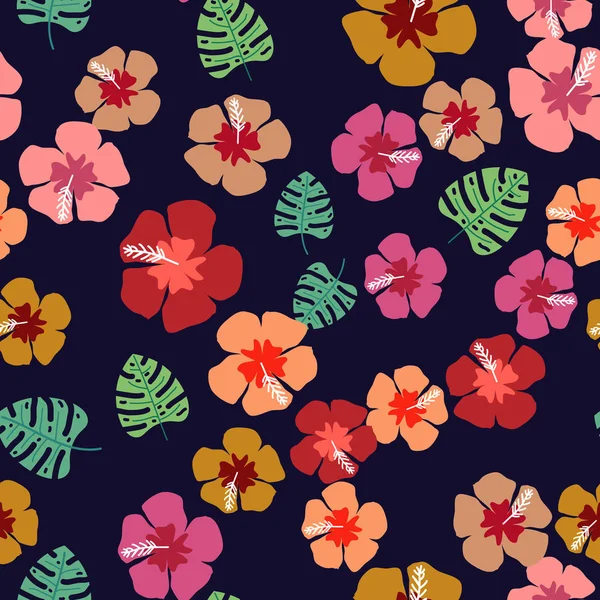 Цветочный рай тропический бесшовный узор с цветами — стоковый вектор