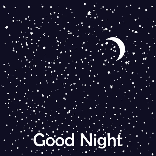Καλό βράδυ κάρτα με το φεγγάρι και αστέρια — Διανυσματικό Αρχείο