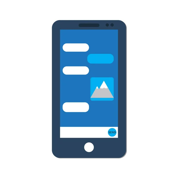 Smartphone με chat online εφαρμογή στην οθόνη — Διανυσματικό Αρχείο