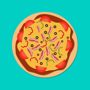 En iyi görünüm güzel İtalyan pizza pastırma ile