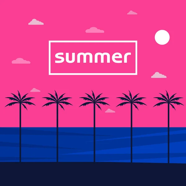 Sommarlovet Visa affisch med havet och himlen — Stock vektor
